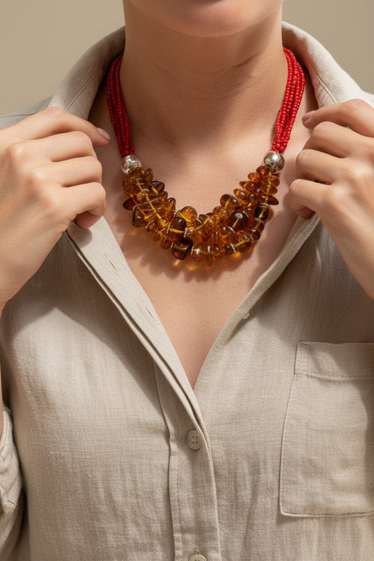 COLLAR 6 HILOS HOULITA AMBAR