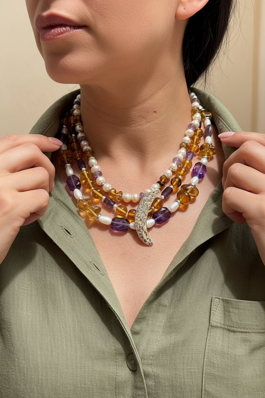 COLLAR LUNA PERLA-AMBAR
