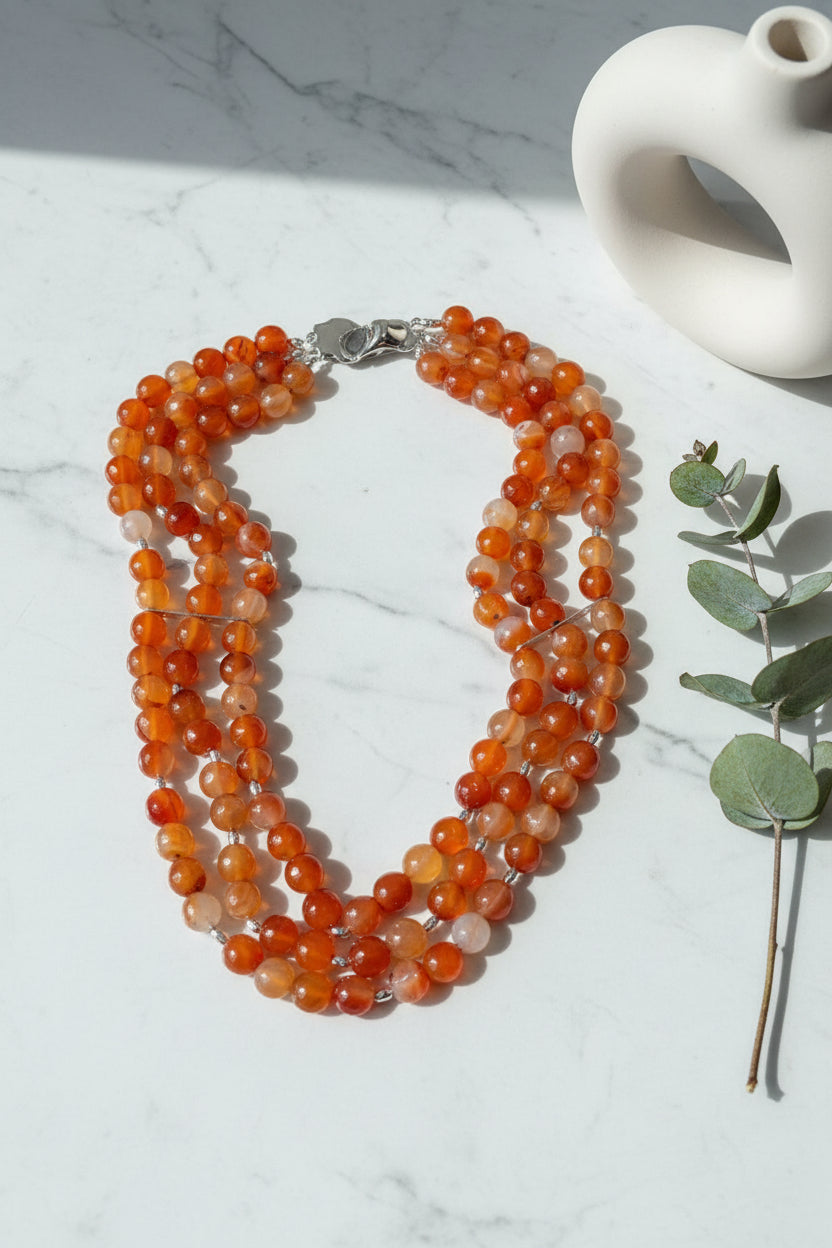 COLLAR TRIPLE CORNALINA
