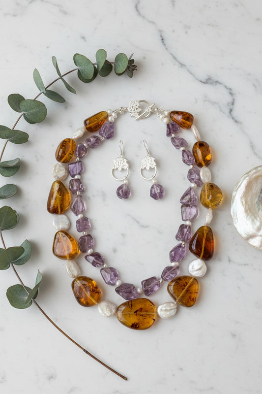 AMETHYST-AMBER DOUBLE SET