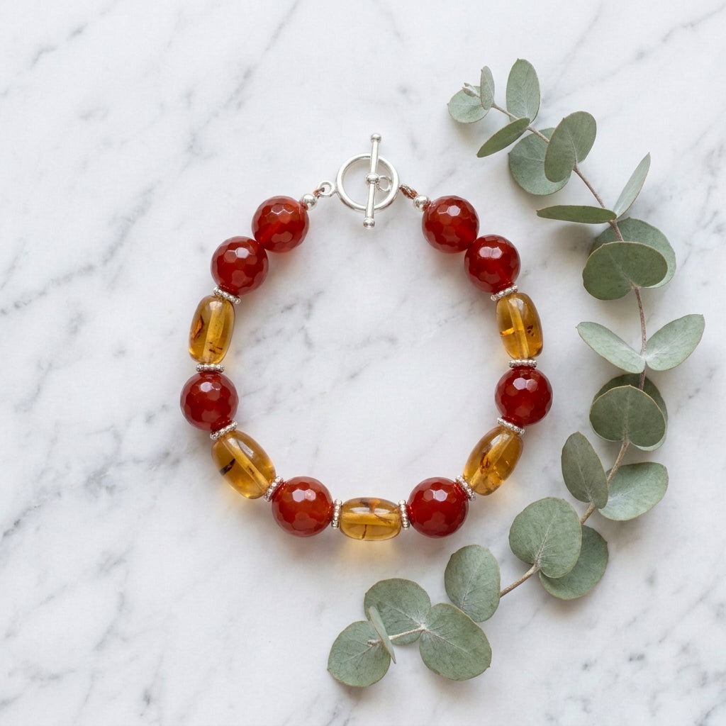 PULSERA CORNALINA - AMBAR