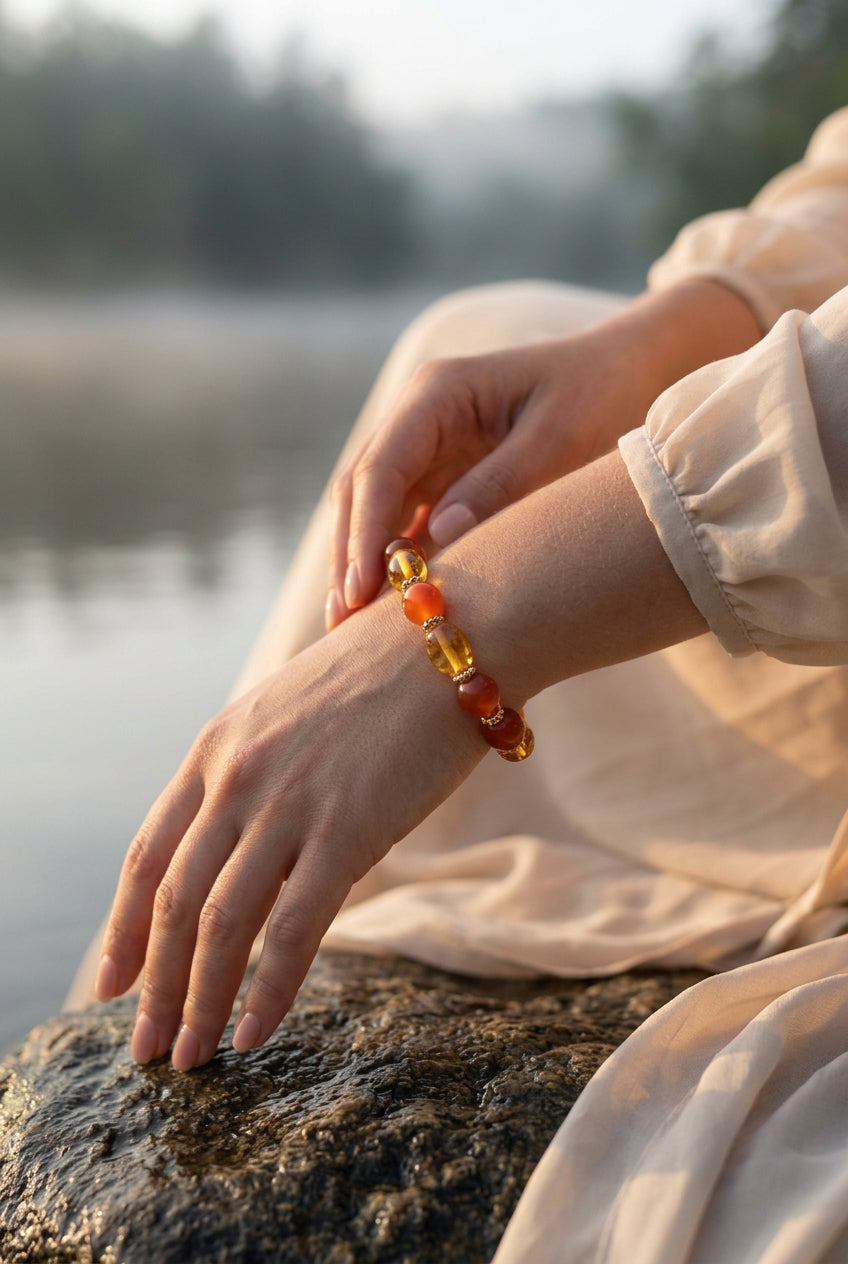 PULSERA CORNALINA - AMBAR