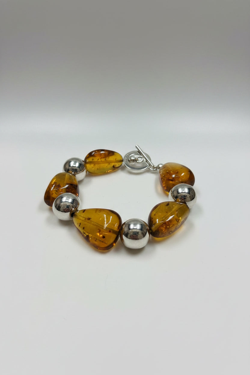 PULSERA NATURAL ESFERAS PLATA